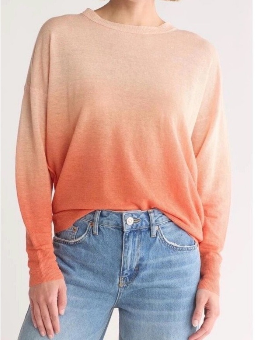 Madewell Peach to Coral Ombre Lightweight Sweater 100% natural hemp